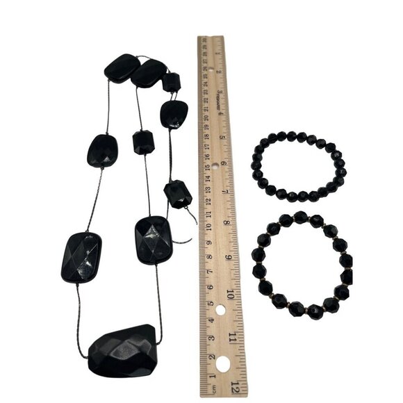 Black Beaded Necklace & Bracelet Set  Fashion Jewelry For Women  M03 - Picture 6 of 6